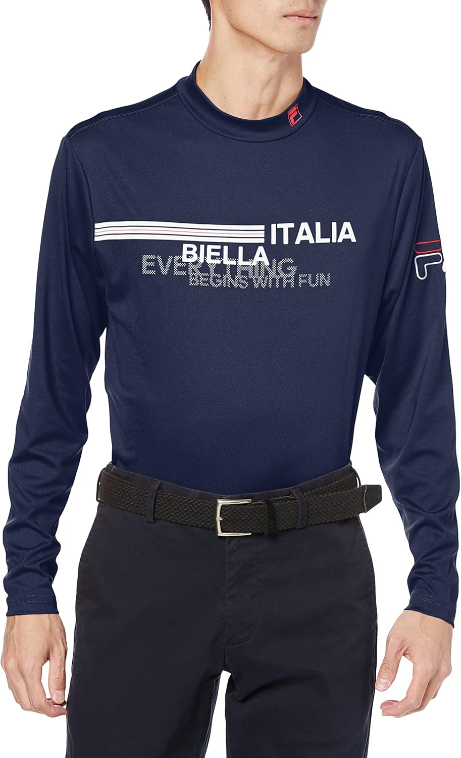 

Мужская футболка с длинным рукавом и воротником-стойкой Fila