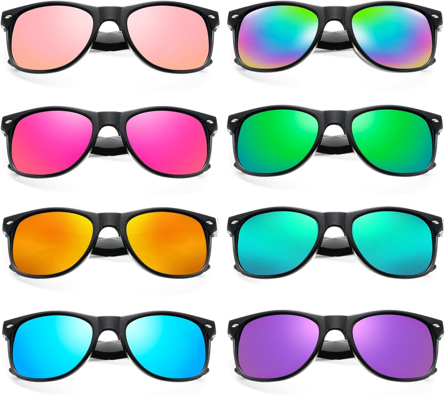 

Солнцезащитные очки Matcheck, 8/16 штук, неоновые цвета, оптовая продажа, сувениры для вечеринок, ретро-классические очки, для дня рождения, бассейна, унисекс, для взрослых, 8 Black Frame/Mirrored Lens