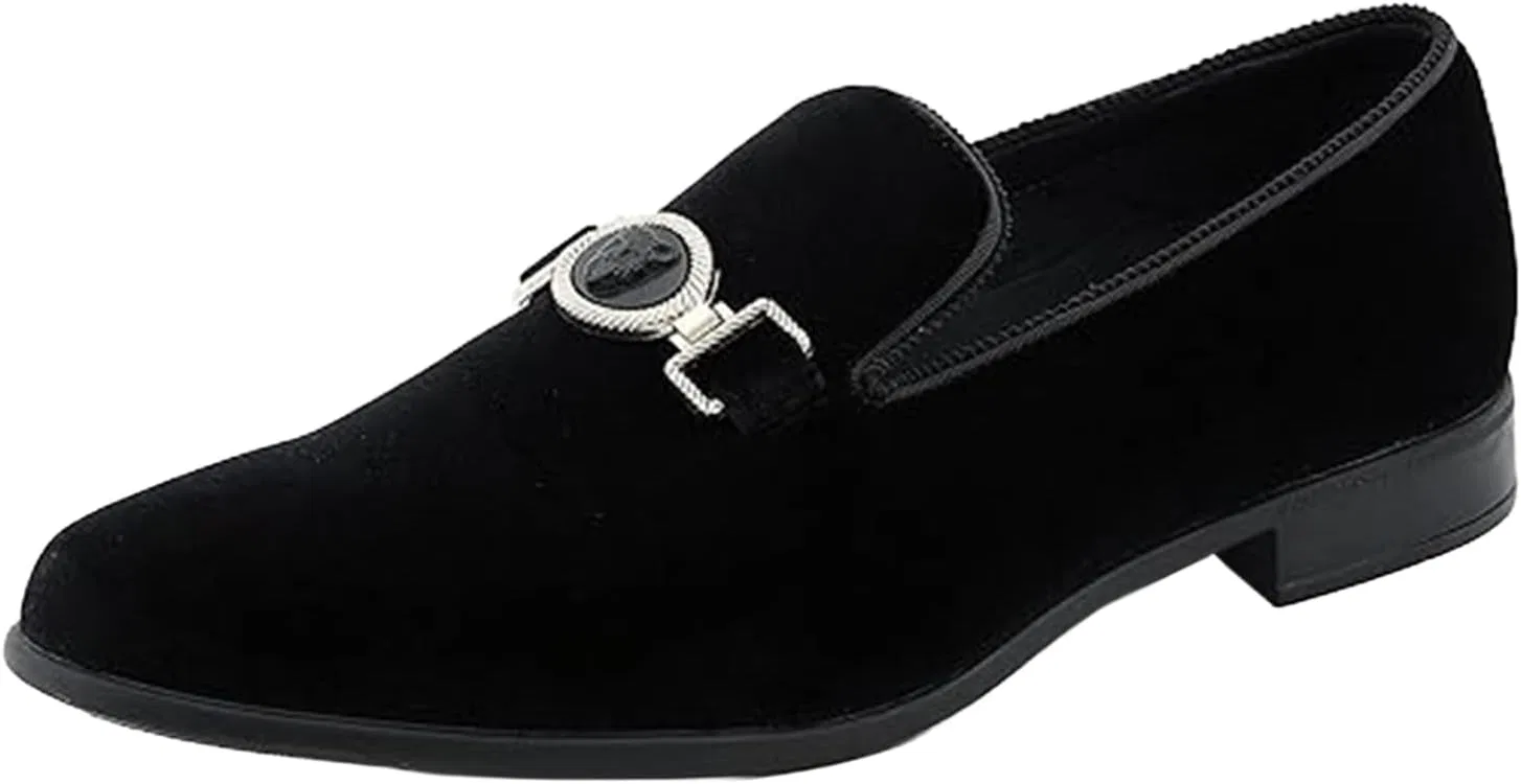 Лоферы мужские Amali Velvet Slip-On с головой льва и металлической цепочкой, Black (Antonio)