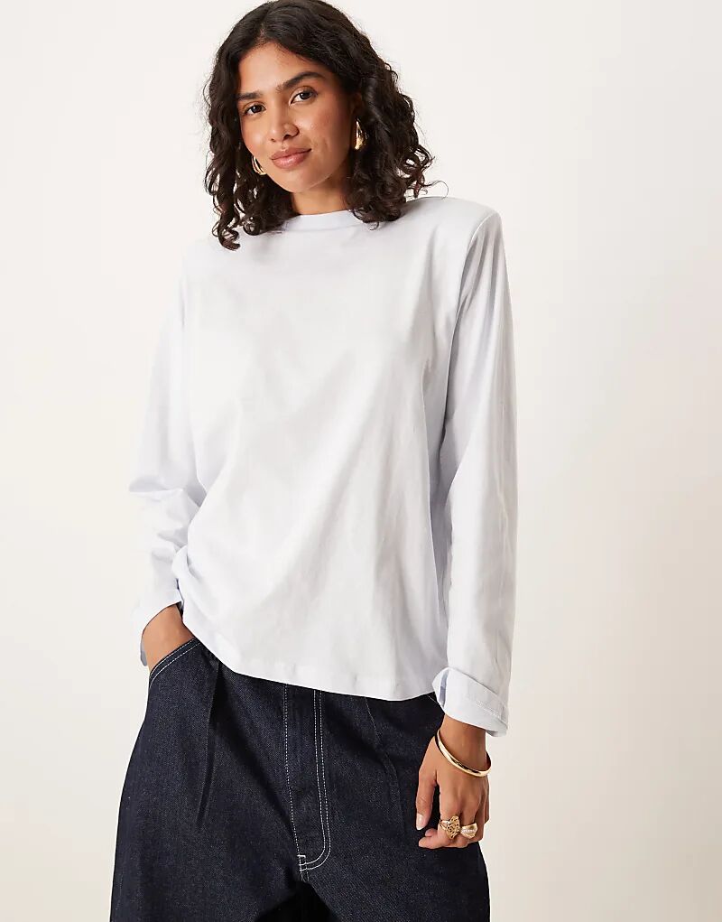 

Джемпер ASOS DESIGN с длинными рукавами и подплечниками, нежно-голубого цвета