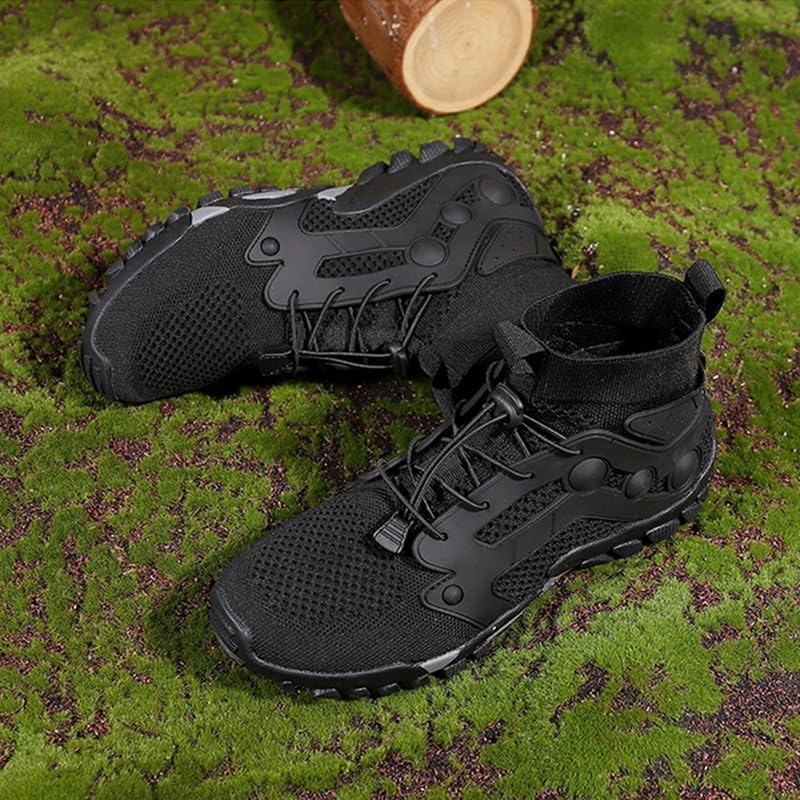 Мужские водонепроницаемые кроссовки с высоким верхом, дышащие походные обувь, быстро сохнущие спортивные аква-куна обувь, противоскользящие для ходьбы и рыбалки Dhovor, черный — фото 4