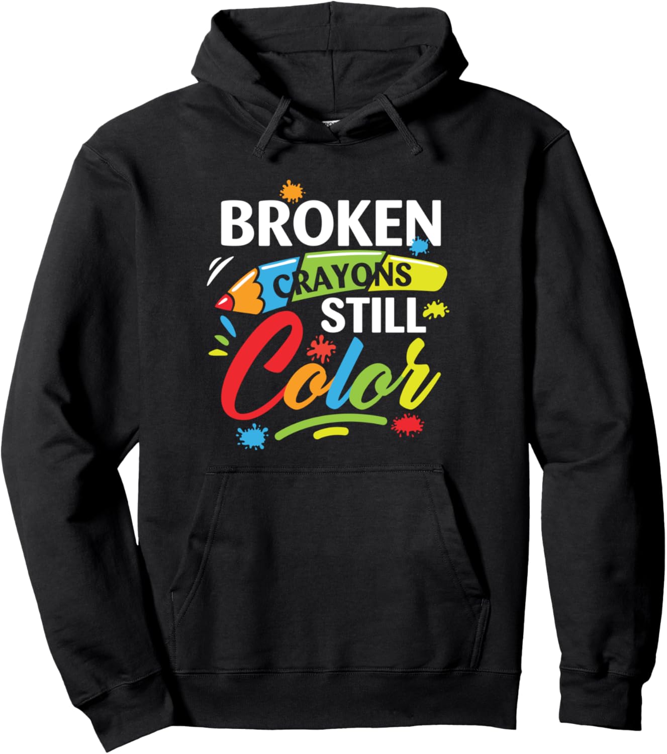 

Худи Broken Crayons Mental Health Infotesting Still Color Journal Mental Health Awareness Journal & Apparel Co., черный