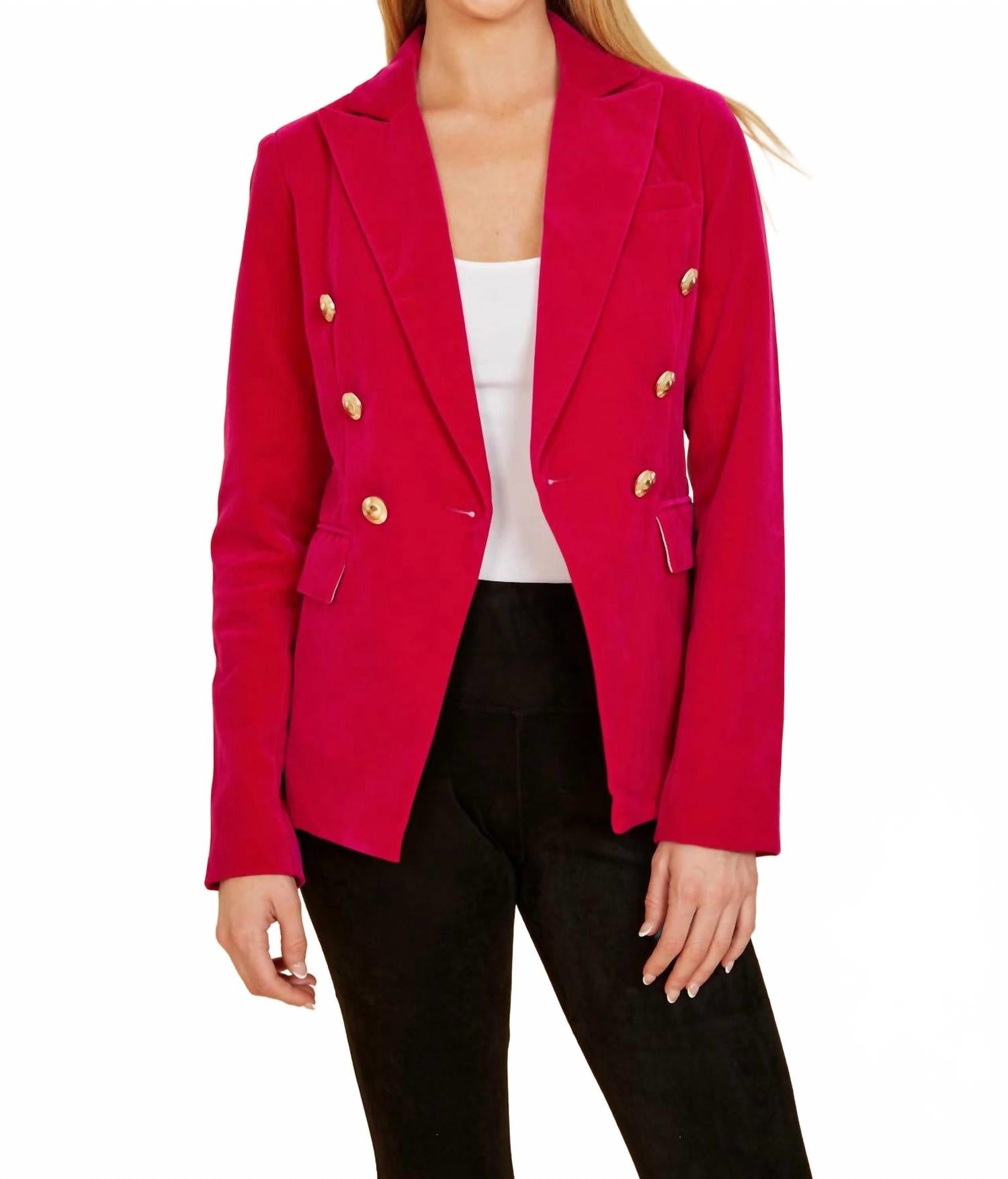 

Двубортный бархатный пиджак в цвете магента DOLCE CABO, Magenta