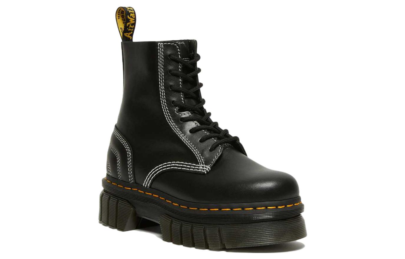 Мужские ботинки Dr. Martens Audrick кожаные на платформе с контрастной строчкой, черный — фото 2