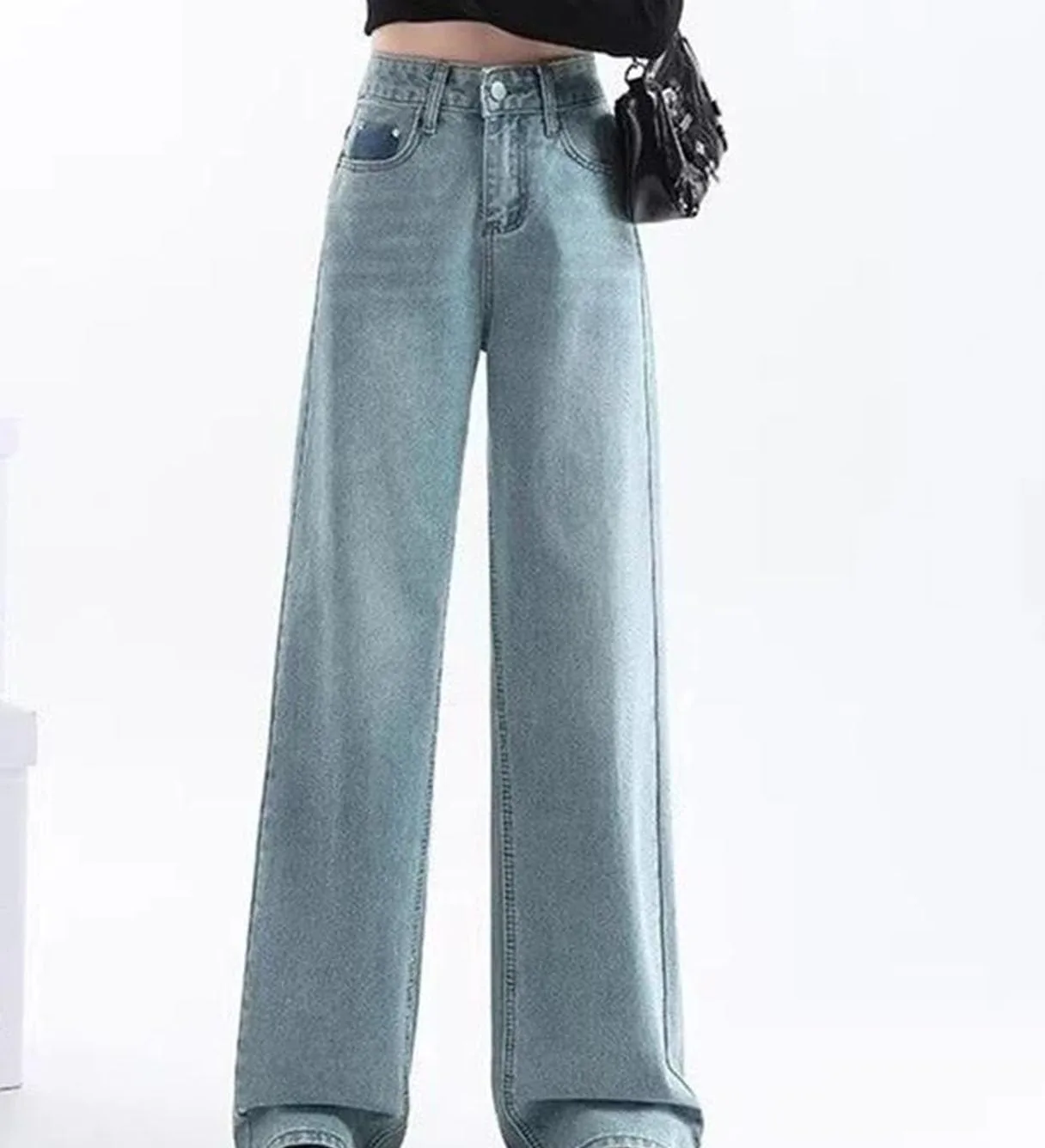 Женские джинсы baggy с высокой талией, свободные wide leg, casual — фото 4