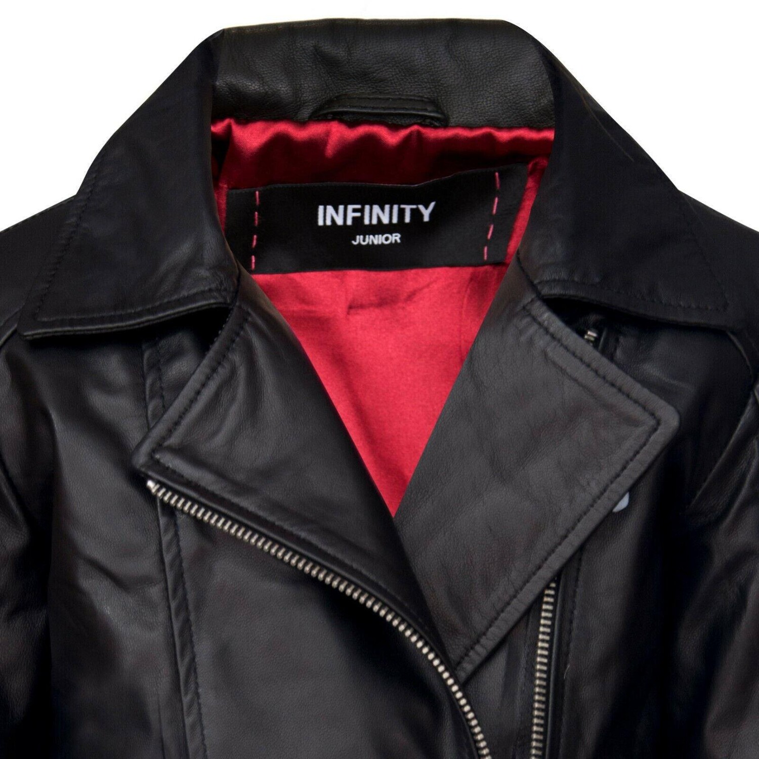 Дизайнерская байкерская куртка из 100% кожи для детей от 1 до 13 лет Infinity Leather, черный — фото 4