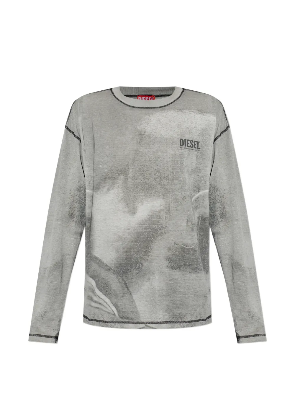 

Футболка с длинными рукавами и принтом-лого Diesel, серый