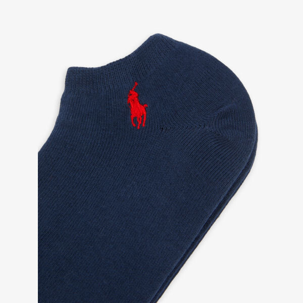 Комплект из трех носков из смесового хлопка с вышитым логотипом Polo Ralph Lauren, синий — фото 2