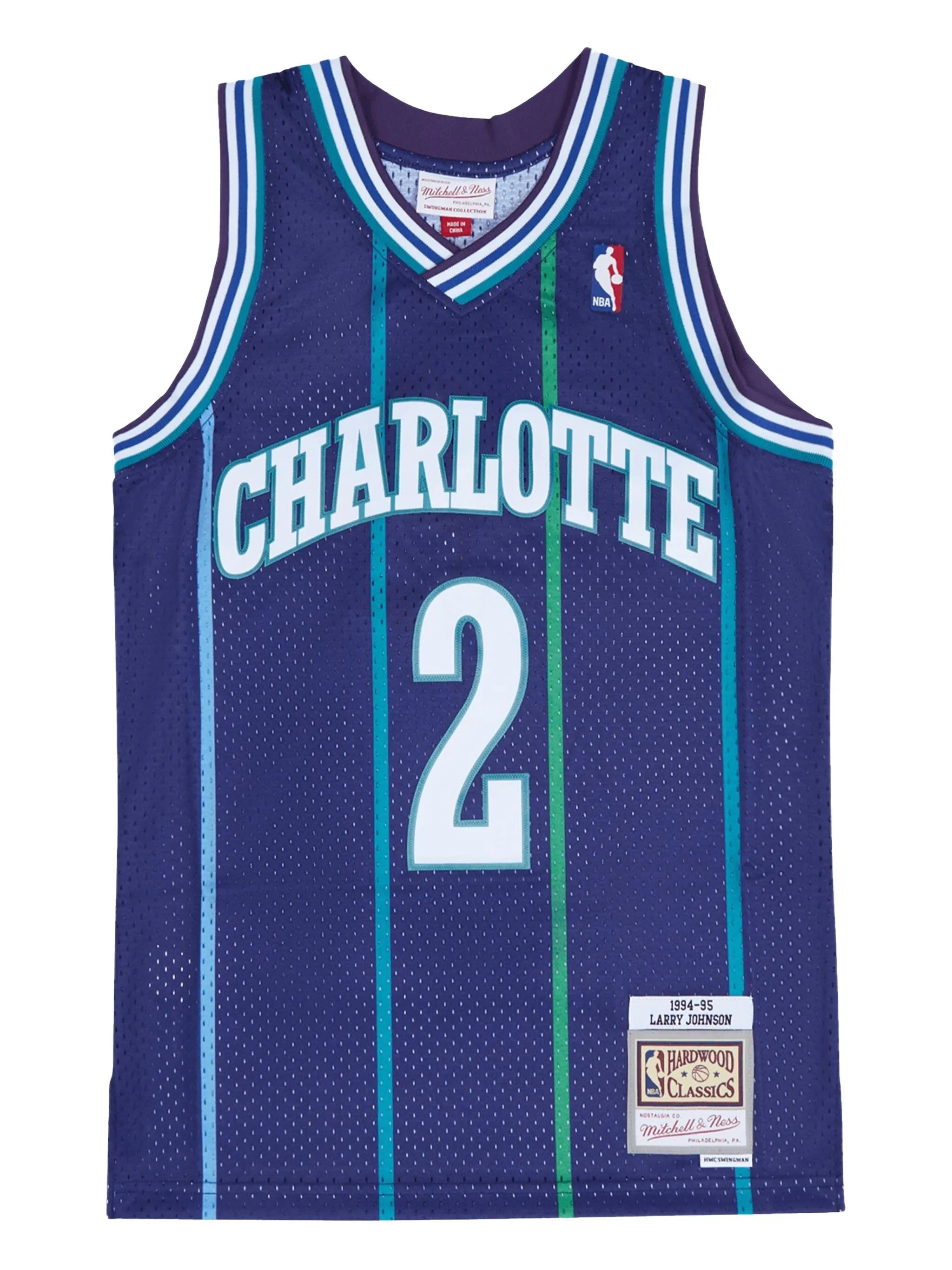 

Топ Charlotte Hornets 94 Larry Johnson Swingman Alt из коллаборации с NBA Mitchell & Ness, фиолетовый