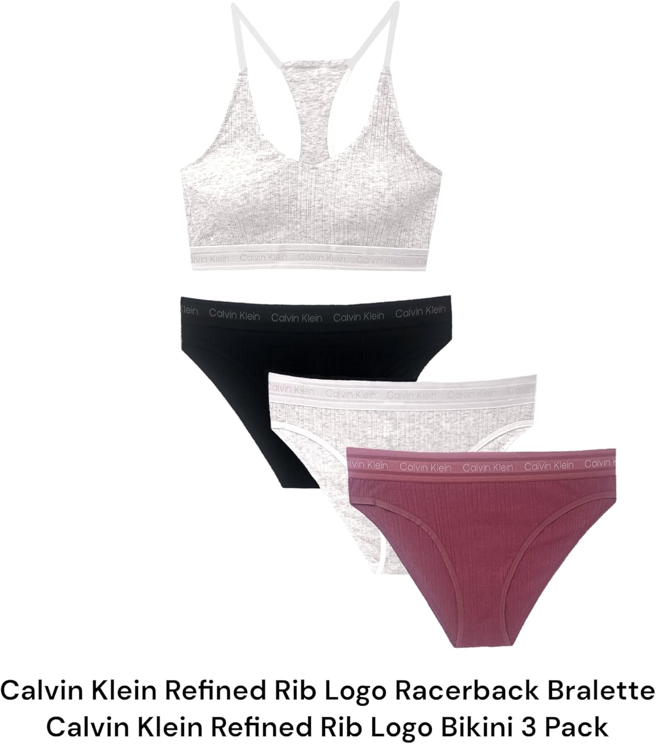 Комплект из 3 купальников-бикини Calvin Klein Refined Rib Logo, Black(Qp2942-610)/O_P — фото 3