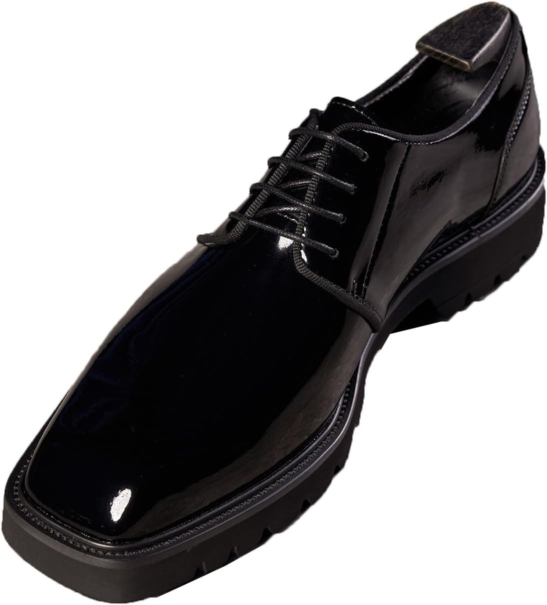 

Мужские оксфорды Santimon черные, туфли из лакированной кожи, ручной работы, уникальные дерби с квадратным носком, деловая повседневная обувь с толстой подошвой