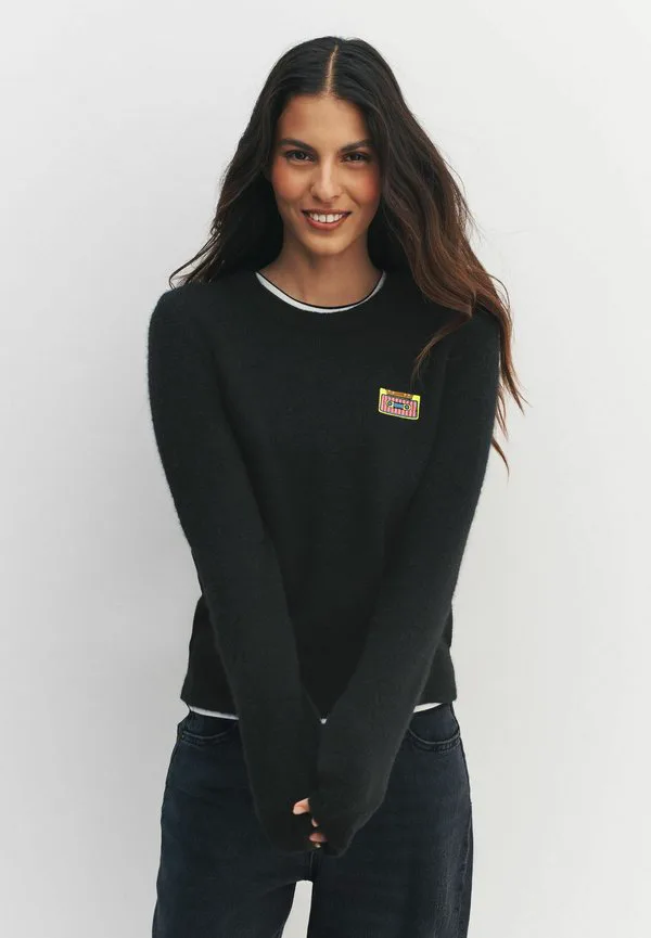 Джемпер стандартного кроя с вышитым круглым вырезом Next, Black Music Cassette