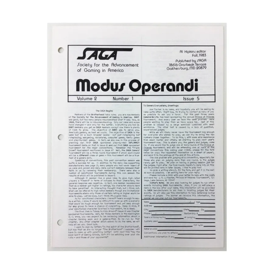 

Журнал #5, "Miniatures and Gaming Launching Pad", Modus Operandi