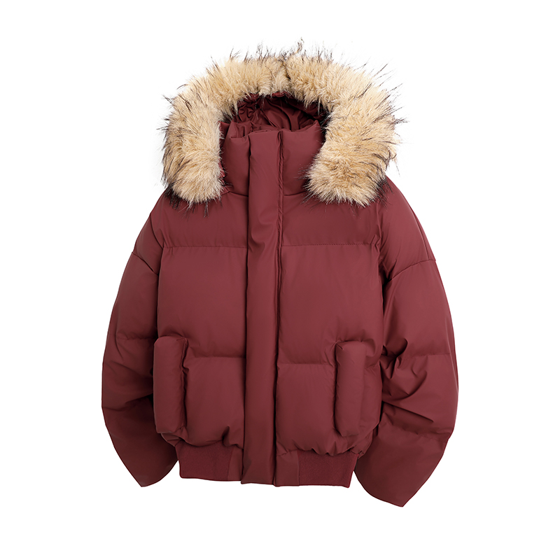 

Пуховик Unisex Stand Collar на флисе WARRIOR, 65 красный (2.0 upgraded hat fur collar detachable, one garment, three looks)