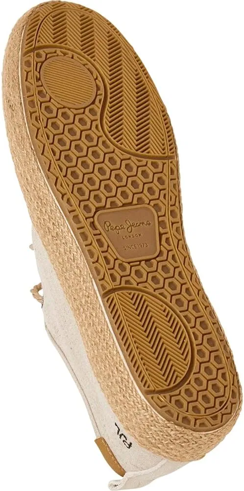 Кроссовки Pepe Jeans Port Linen White Ecru Leather Trainers — фото 2