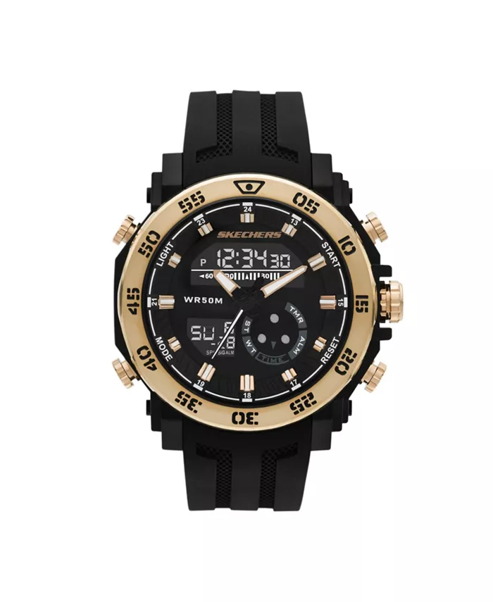 

Мужские часы Ridgeland Analog-Digital, черные, поликарбонат Skechers, черный