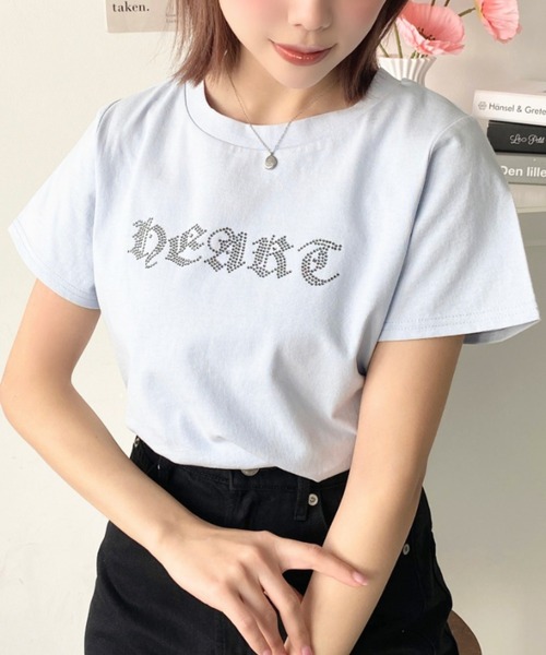 

Футболка с коротким рукавом, логотип из страз Moment+, синий