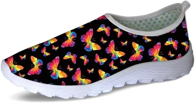

Кроссовки Forchrinse с тропическим ананасовым цветочным принтом, дышащие сетчатые спортивные кроссовки без шнурков для мужчин и женщин, Colorful Butterfly