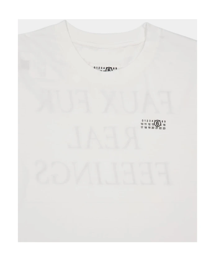 Футболка с принтом "Имитация меха и настоящие ощущения" Mm6 Maison Margiela, белый — фото 3