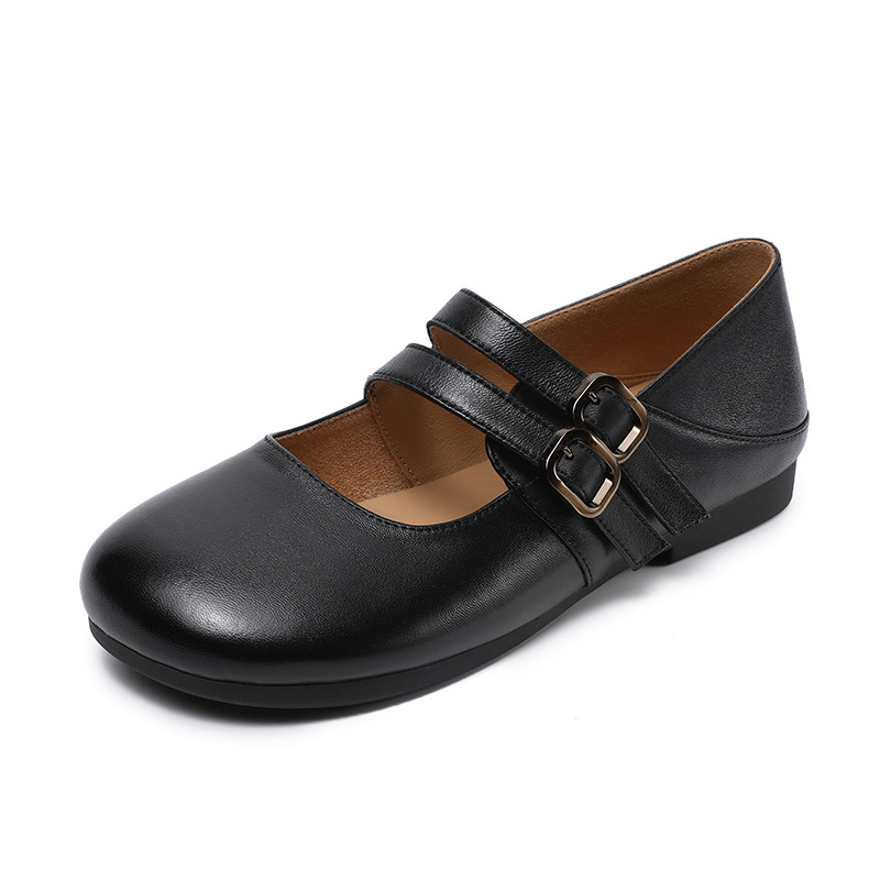 Туфли Мэри Джейн на плоской подошве 2 см женские Devanro, Black