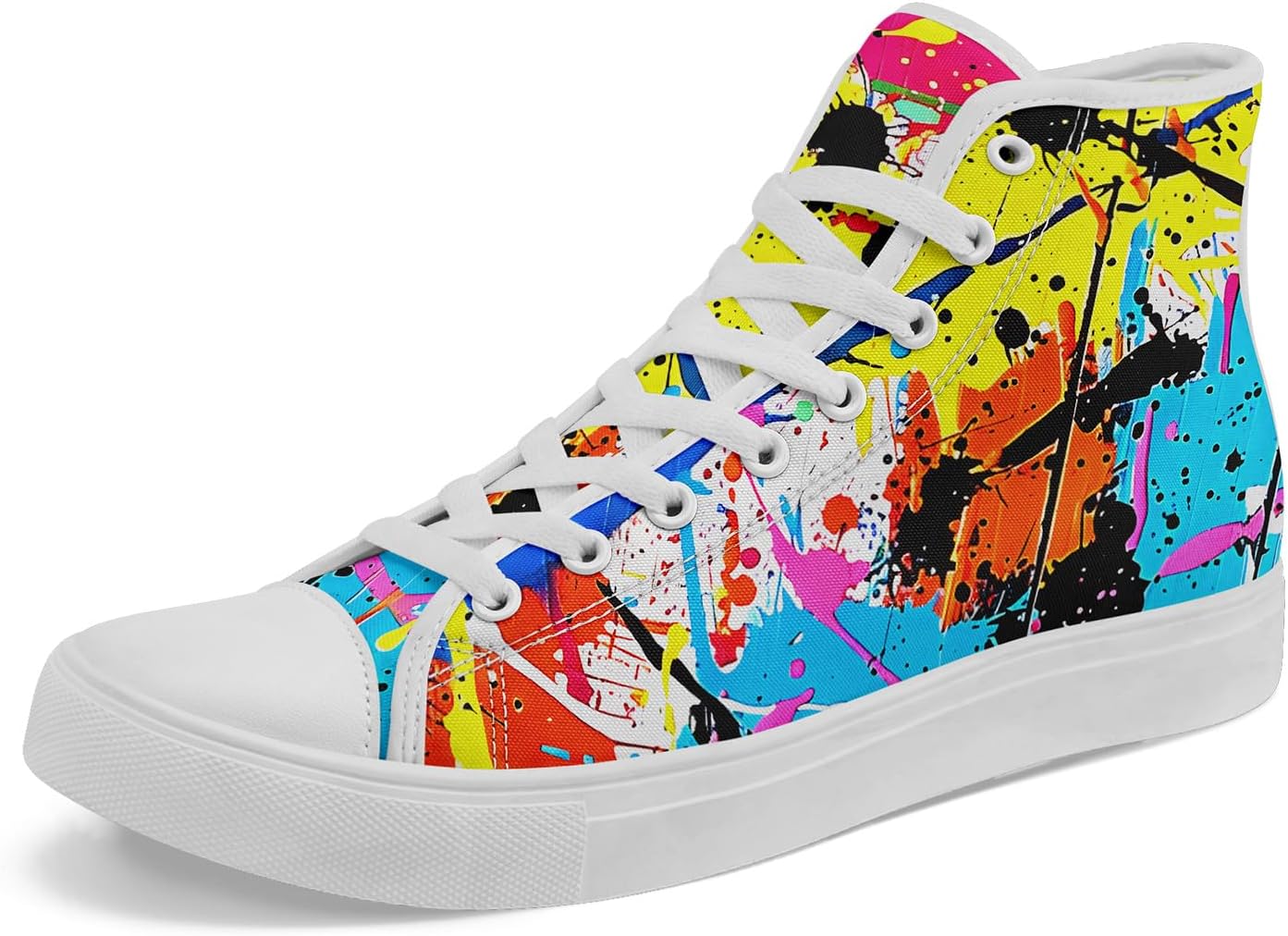

Унисекс высокие кеды с принтом граффити, стильная уличная обувь, разноцветные текстильные кроссовки для женщин, удобная повседневная обувь для прогулок Coolcustomize