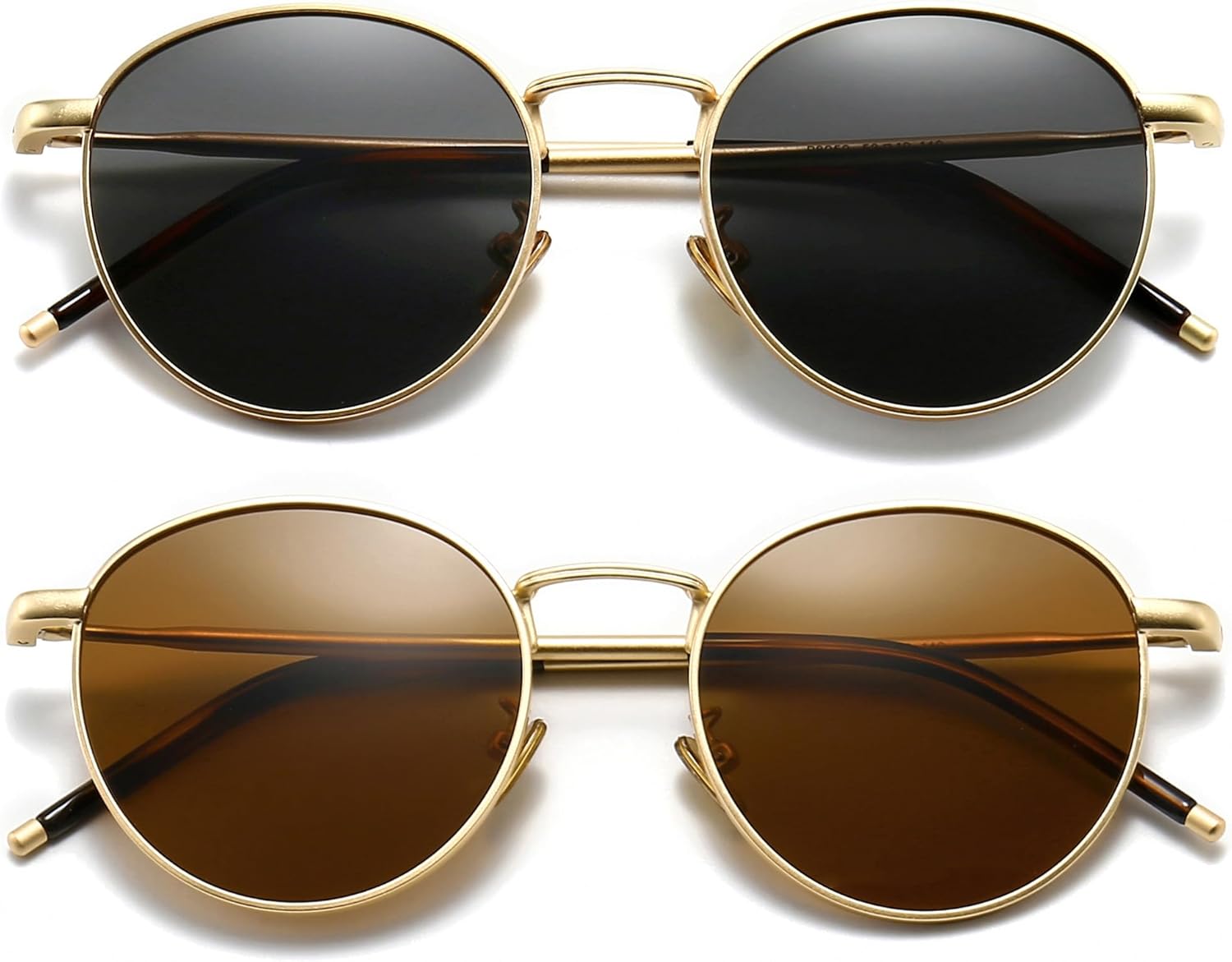 

Солнцезащитные очки SUNGAIT Ponderable Metal Round для мужчин и женщин, классические винтажные поляризованные круглые солнцезащитные очки, 2 Pack (Polarized): Gold Frame Gray Lens+gold Frame Brown Lens