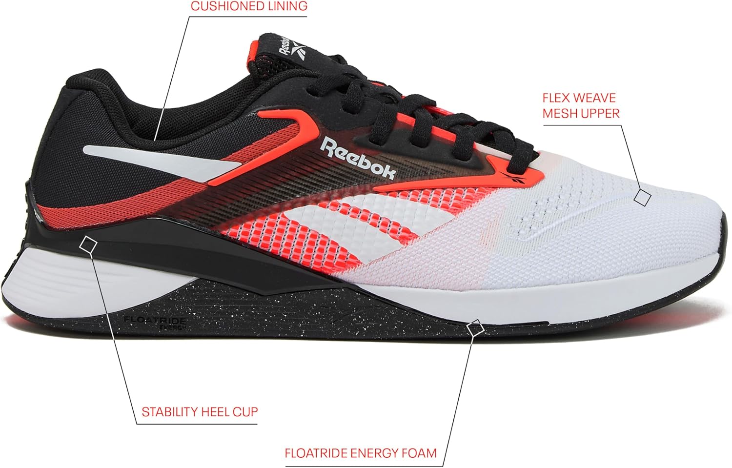 Мужские кроссовки Reebok Nano X4, для кросс-тренинга и занятий в спортзале, черный/оранжевый — фото 2