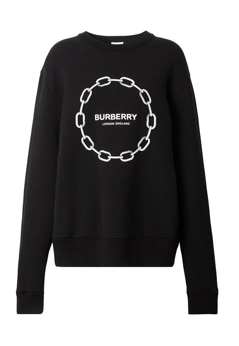 Свитер с цепочкой Burberry, базовый стиль, черный