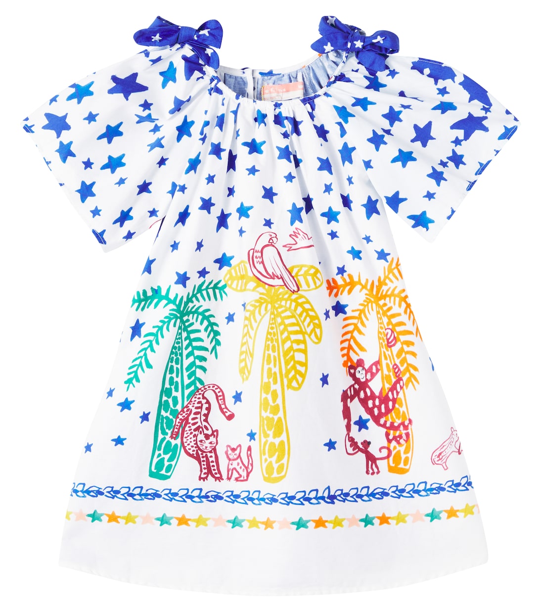 

Платье из хлопка с принтом и бантом Fábula, Est Barrado Filhote Fundo Azul