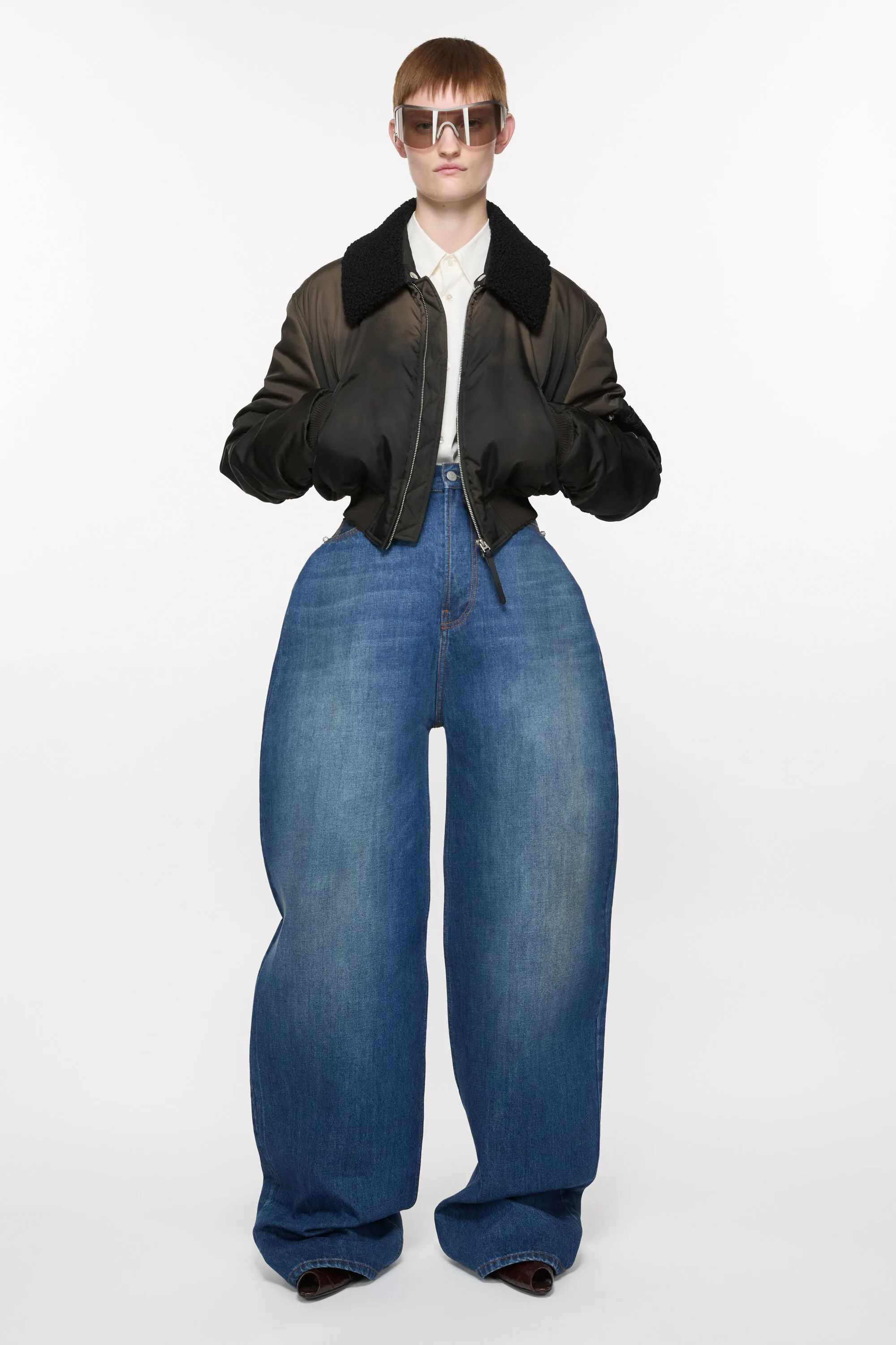 

Куртка-бомбер меховой воротник Acne Studios, темно-коричневый
