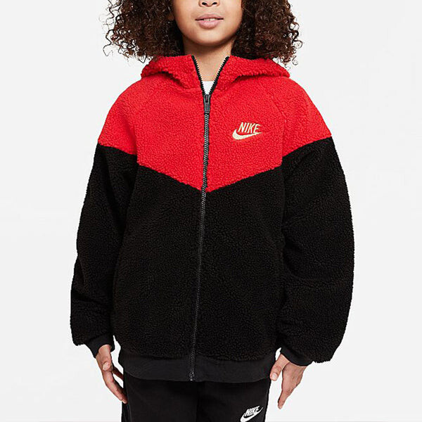 Куртка флисовая с капюшоном Nike, черный/красный — фото 3
