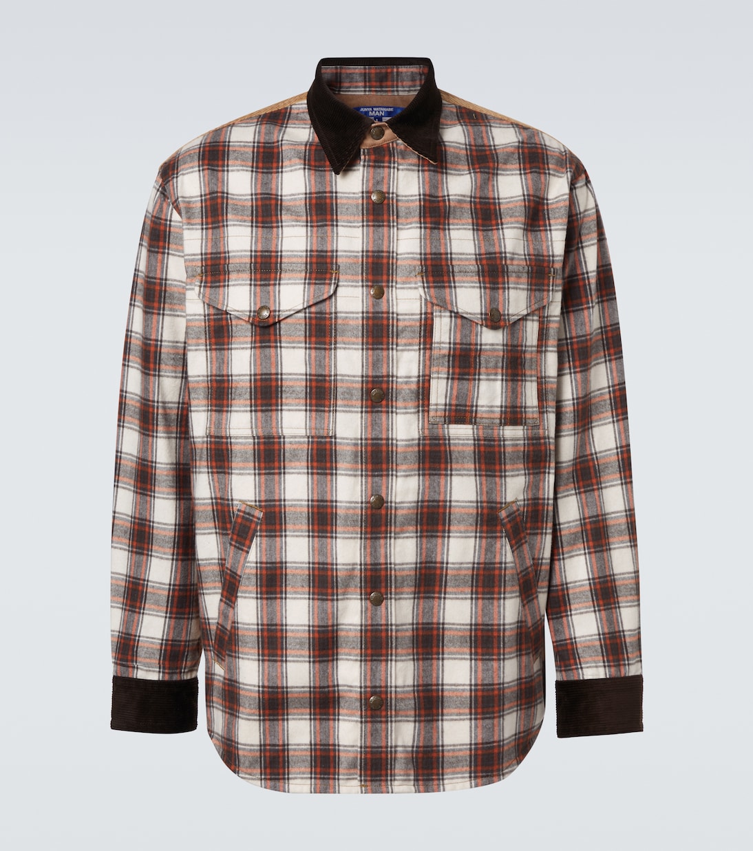 

Пиджак из хлопковой фланели в клетку Junya Watanabe, Off White X Brown X Beige