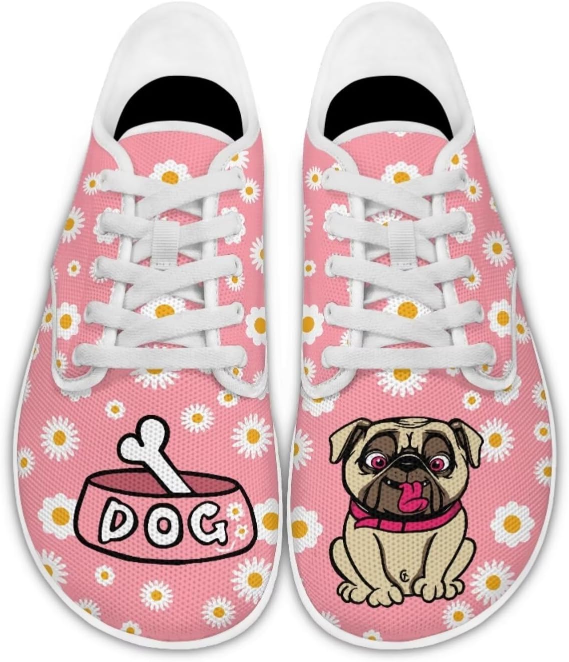 

Женские кроссовки для отдыха с собакой, танцевальные балетки, деловые лоферы, прогулочные кроссовки для ходьбы Ecaestolph, Funny Pug Daisy Pink