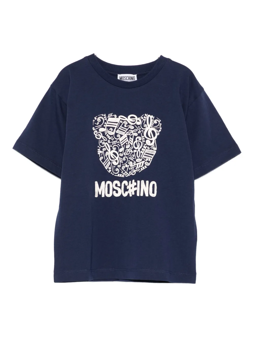

Футболка с изображением медведя-музыканта Moschino Kids, синий