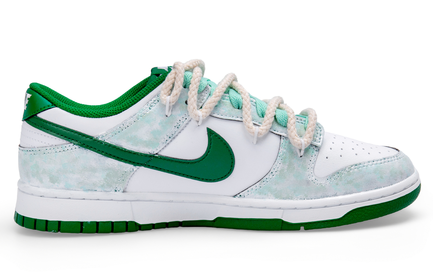 Nike Dunk Low топ Skateboard Shoes мужские бело-зеленые — фото 3