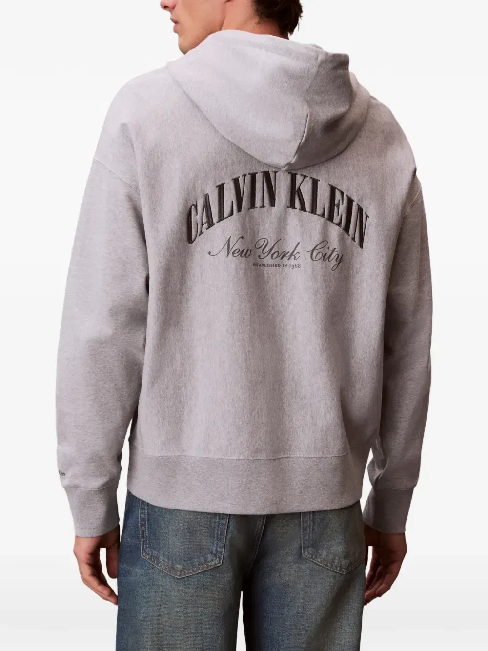 Худи на молнии в студенческом стиле Calvin Klein, серый — фото 4