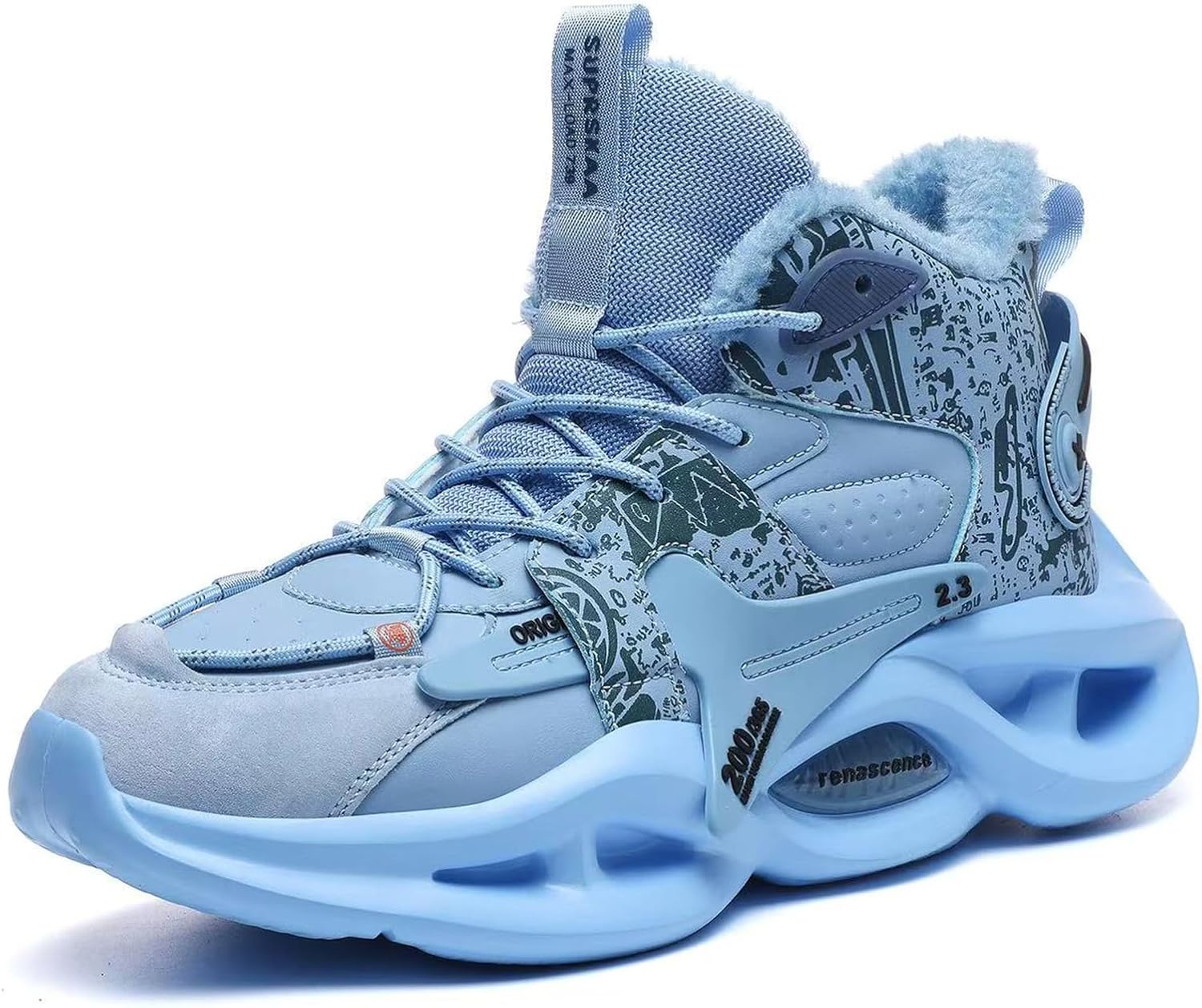 

Мужские повседневные спортивные зимние плюшевые кроссовки, модные кроссовки с толстой подошвой для бега Generic, синий