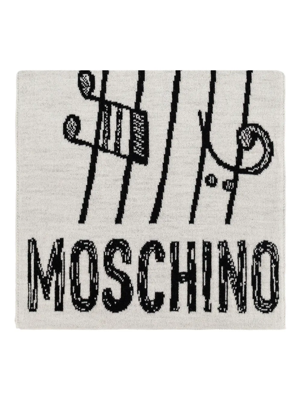 

Шарф с плюшевым мишкой и интарсией Moschino, белый
