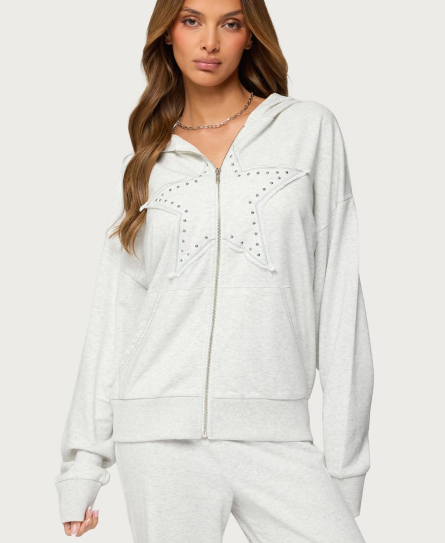

Женская толстовка Briela Star Studded на молнии Edikted, Gray-melange