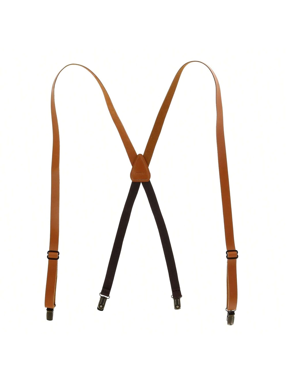 

Подтяжки из кожи с покрытием на зажимах, бежевый