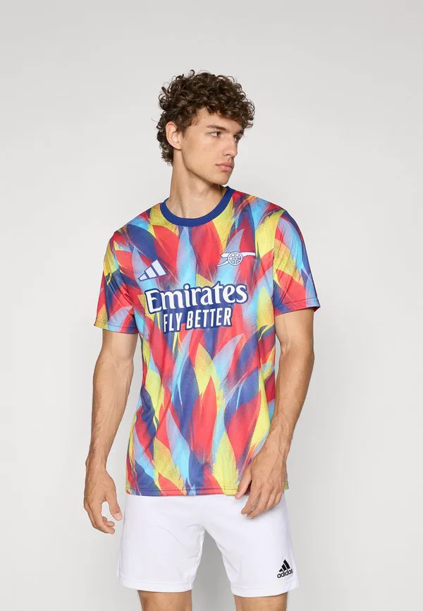 Предматчевая футболка «арсенала» сезона 25/26 Adidas Performance, Victory Blue/Pure Ruby/Bright Yellow/Bright Cyan