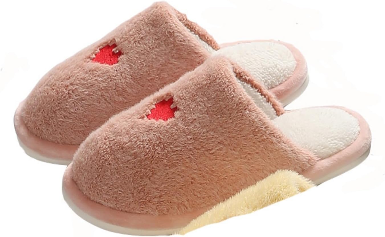 

Тапочки в форме сердечек ко Дню святого Валентина для женщин, мужчин и пар, оригинальные, в стиле преппи, пушистые, мягкие, теплые, нескользящие, для взрослых, для дома и улицы Elirar, розовый