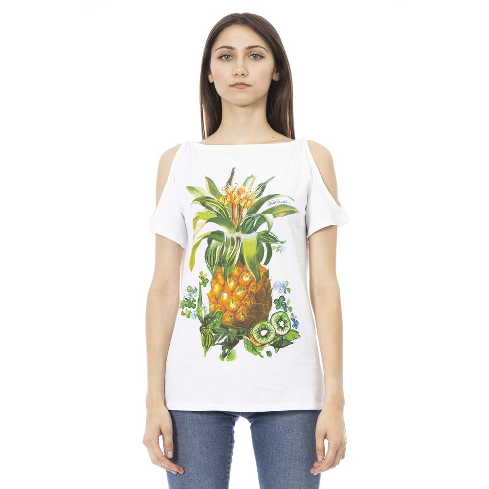 

Белая хлопковая женская футболка Just Cavalli