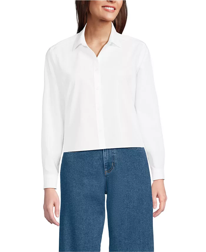 

Женская укороченная рубашка свободного кроя No Iron Lands' End, белый