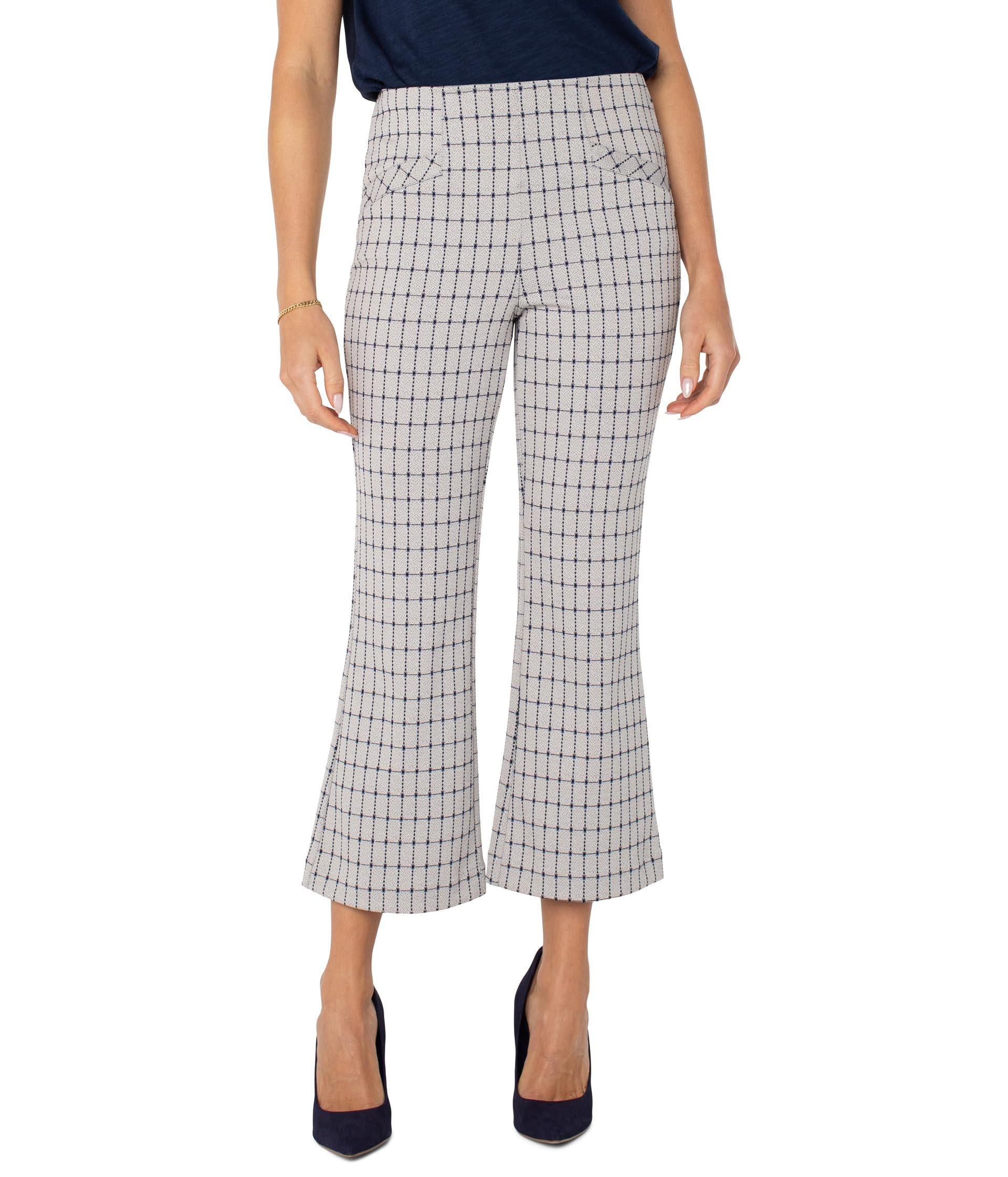 

Брюки Liverpool Los Angeles Stella Knit Pull On Kick Flare 25", цвет Navy Taupe Grid