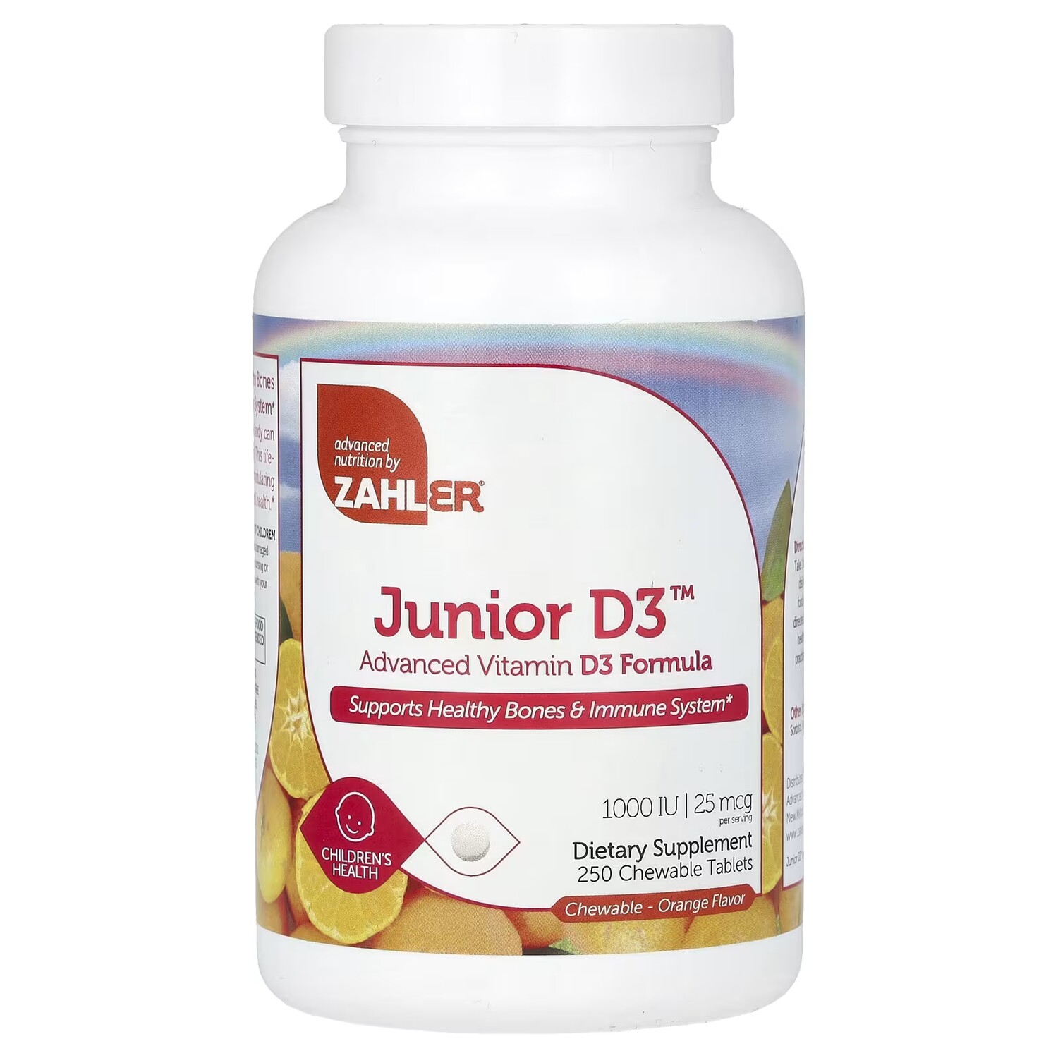 

Витамин D3 Zahler Junior D3 Advanced со вкусом апельсина 25 мкг (1000 МЕ), 250 таблеток