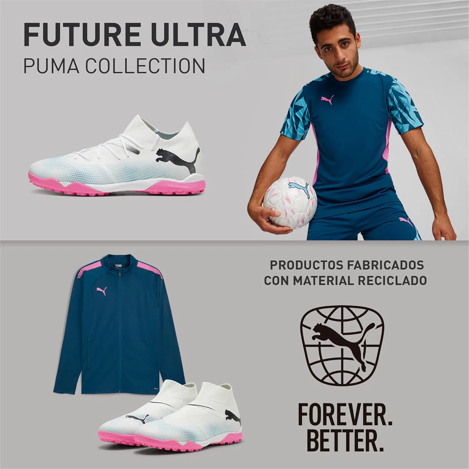 Мужские кроссовки PUMA Future 7 Match Tt, Puma White Puma Black Poison Pink — фото 2