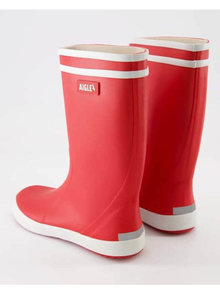 Женские резиновые сапоги Aigle высокие с логотипом, красный — фото 3