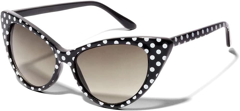 

Солнцезащитные очки ShadyVEU в стиле ретро, ​​увеличенного размера, 90-х годов, модель «кошачий глаз», в оправе в горошек, в стиле пин-ап, женские, Black Frame / White Polka Dots