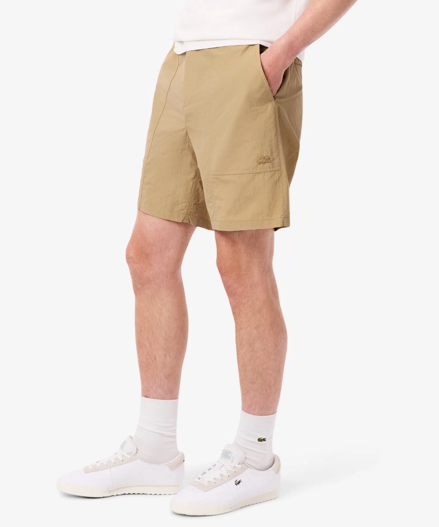 Унисекс шорты из нейлона и хлопка LACOSTE бежевые